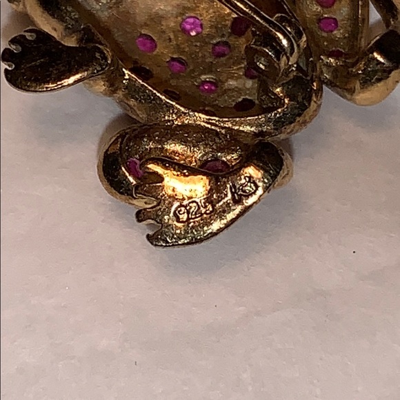 Ruby silver frog brooch beautiful unique rare find - Picture 7 of 11